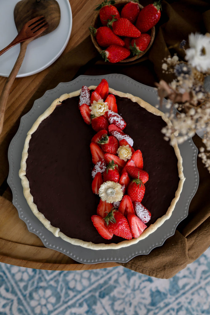 tarte chocolat et fraises